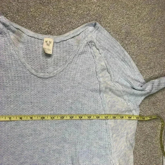 We The Free Thermal Long Sleeve Top Boho V Neck Top Catalina Blue Color Sz S - Picture 3 of 8